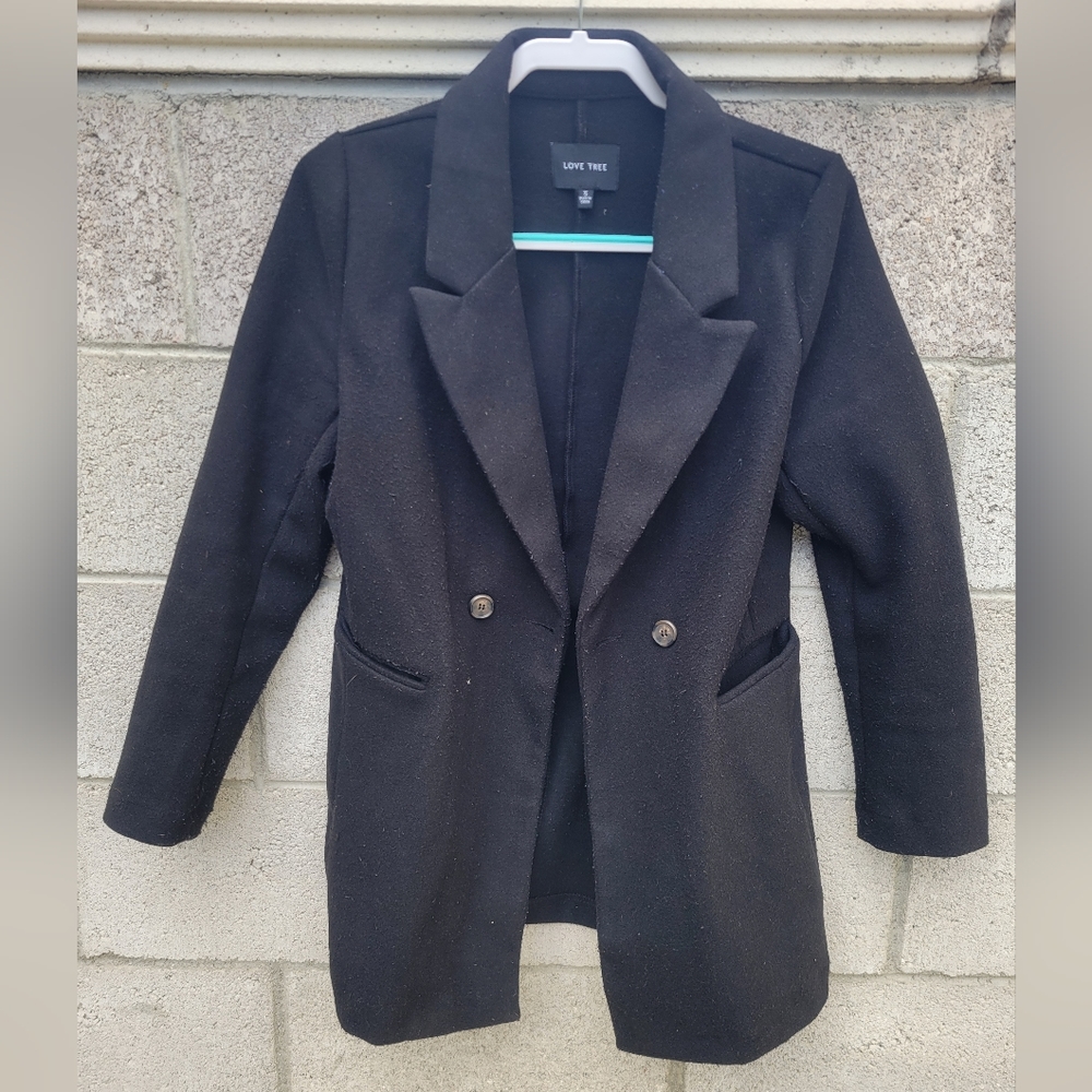 Love Tree Black Wool Winter Coat